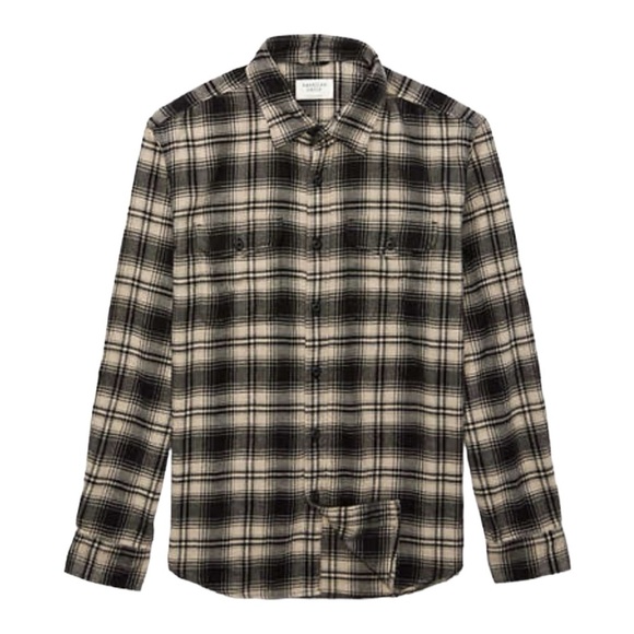 NEW AEO Black & Cream Super Soft Plaid Everyday Button Up Shirt size Medium - Picture 1 of 8